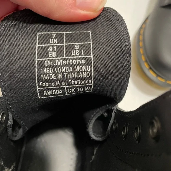 Dr. Martens Black 8-Eye Lace-Up Boots with Subtle Floral Embroidery - Picture 4 of 8